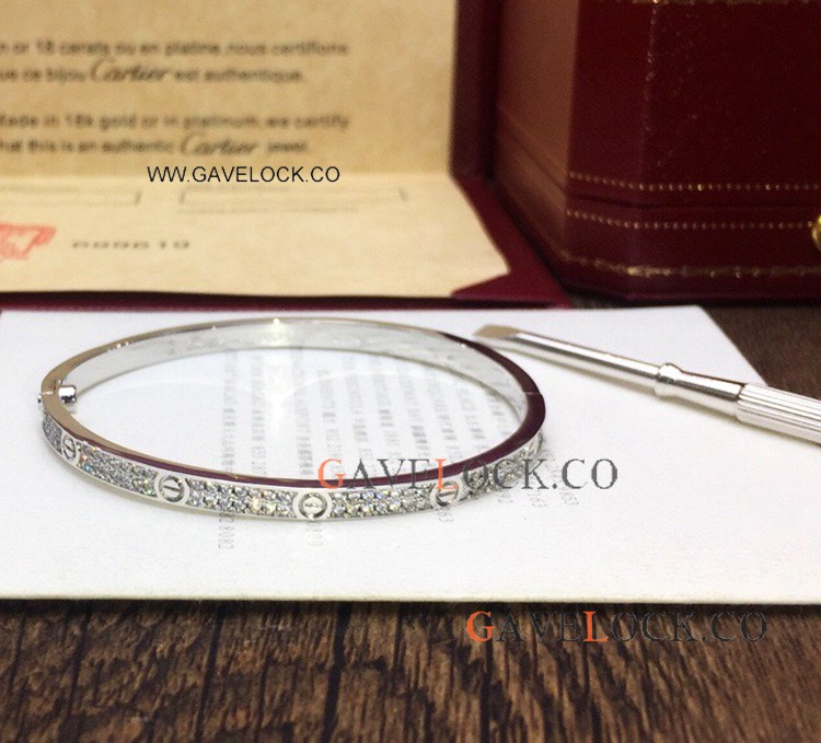 AAA Copy Cartier Love Silver Diamond Bracelet Small model